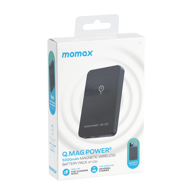 Momax Q.Mag Power 6 磁吸無線充流動電源 5000mAh IP106-12