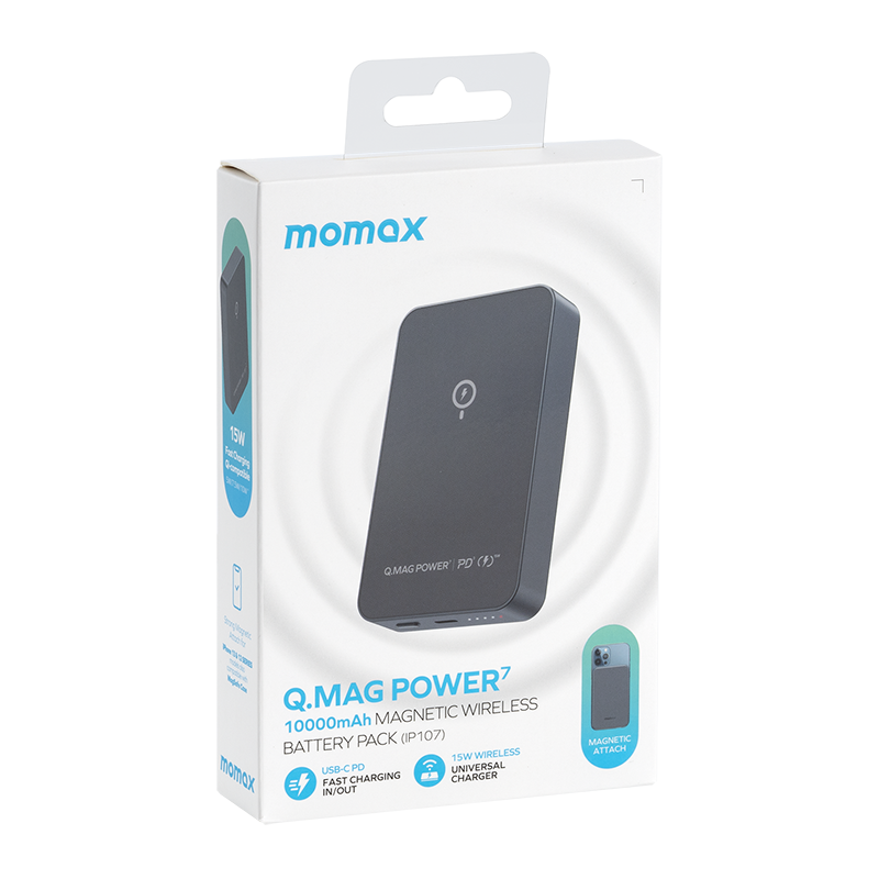 Momax Q.Mag Power 7 磁吸無線充流動電源10000mAh IP107-12