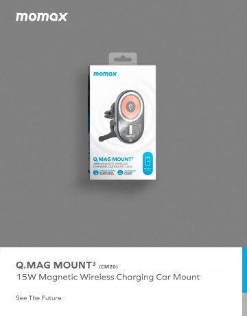 Momax Q.Mag 15W 磁吸無線車架 CM20